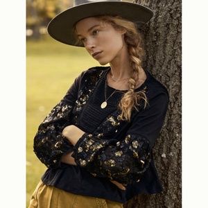 Anthropologie Neale Sequined Peplum Top